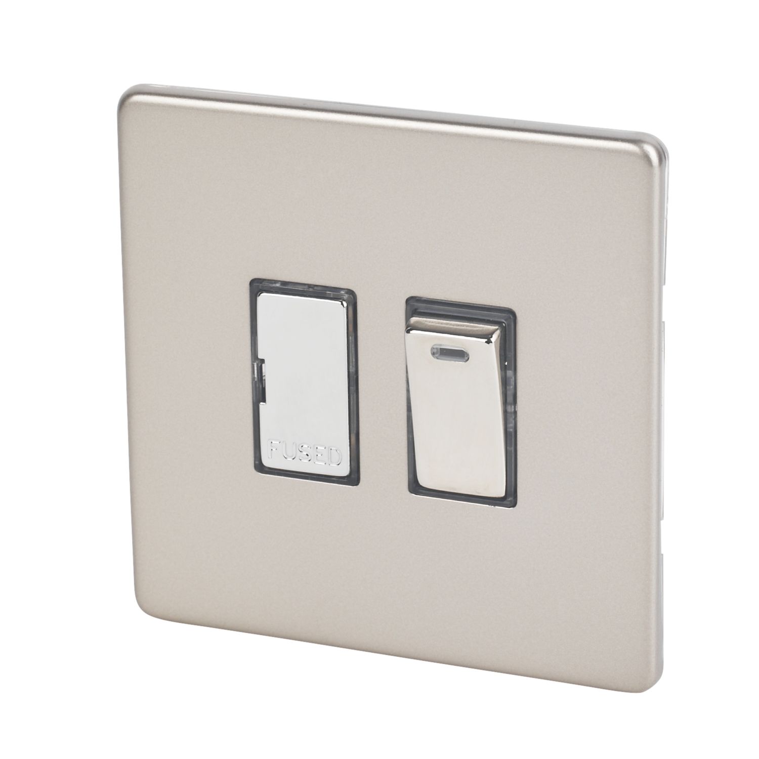 Varilight 13AX Switched Fused Spur with Neon Satin Chrome with Black Inserts (1863H)