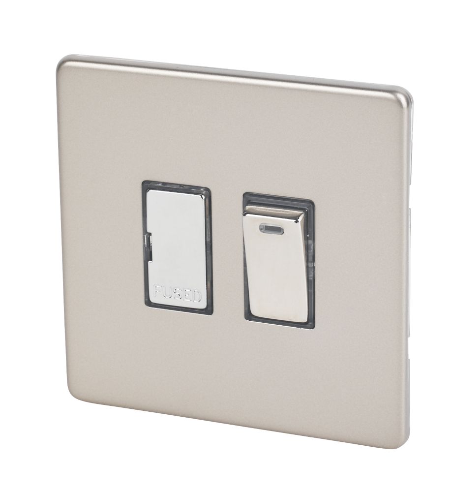 thumbnail image 2 of A5 Products 13A Fused Switched Spur With Neon – Satin Brushed Matt Chrome – Flat Style 2 of 3