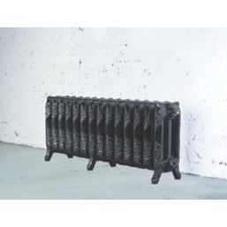 Arroll 470mm x 1154mm 4299BTU Black / Silver Cast Iron 3 Column Radiator