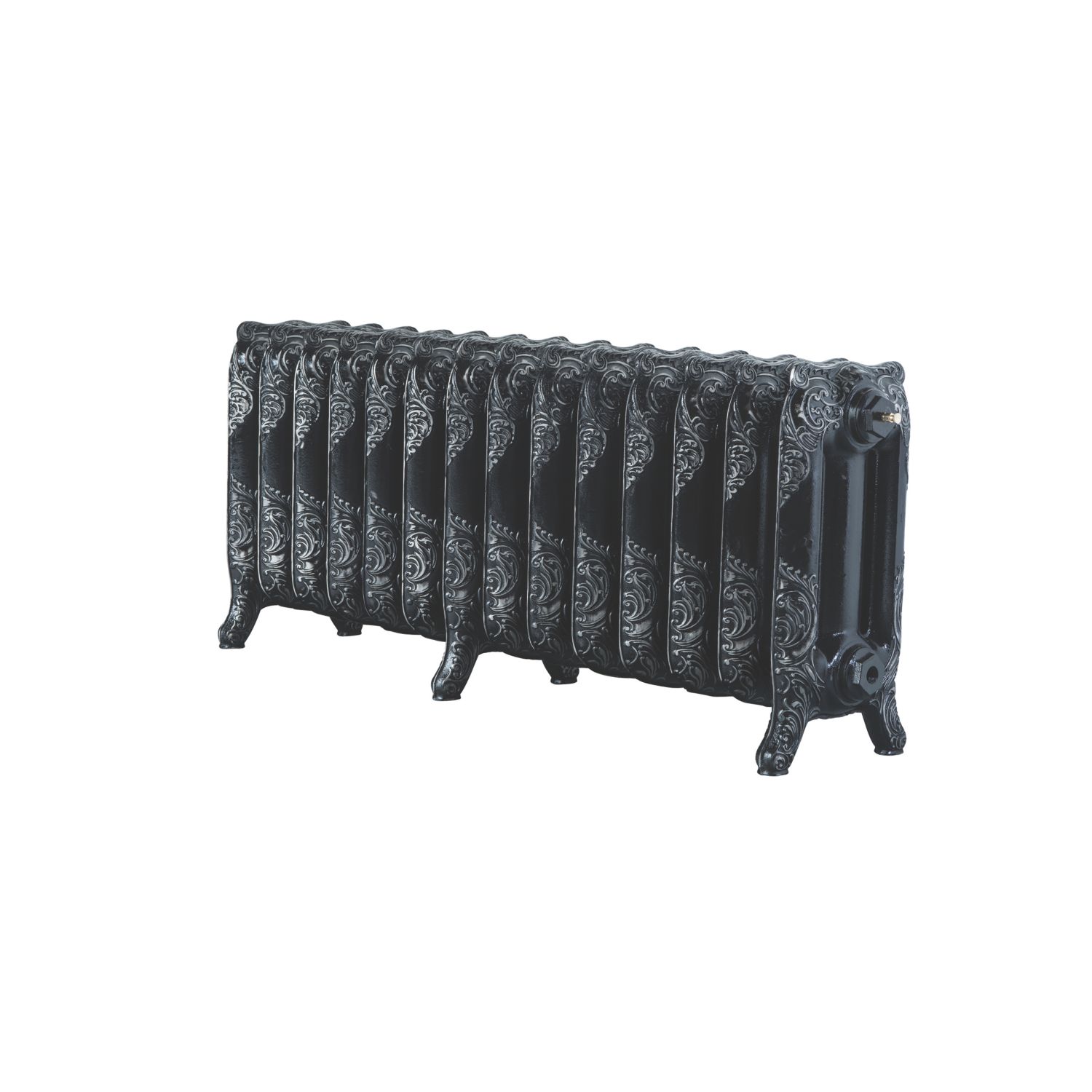 Arroll 470mm x 1154mm 4299BTU Black / Silver Cast Iron 3 Column Radiator (1866P)