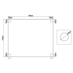 Splashback  Clear with Satin Chrome Caps Kitchen Splashback 900mm x 750mm x 6mm