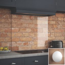 Splashback  Clear with Satin Chrome Caps Kitchen Splashback 900mm x 750mm x 6mm