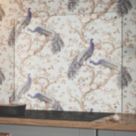 Splashback  Clear with Satin Chrome Caps Kitchen Splashback 900mm x 750mm x 6mm