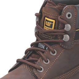 CAT Holton S3 Size 13  Brown Water-Resistant Steel Toe Cap Safety Boots