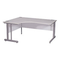 Nautilus Designs Aspire Left-Hand Corner Ergonomic Desk White /Silver  1800 x 730mm