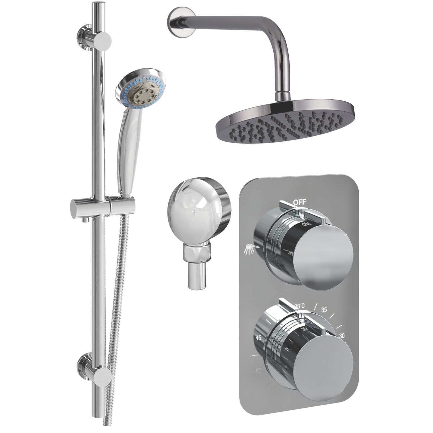 ETAL Bitling Rear-Fed Concealed Polished Chrome Thermostatic Bar Mixer Shower (186PY)