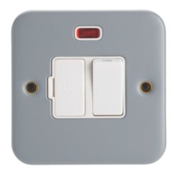 Contactum  13A Switched Metal Clad Fused Spur with Neon  with White Inserts
