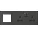 Knightsbridge  13A 2-Gang DP Combination Plate Anthracite with Black Inserts