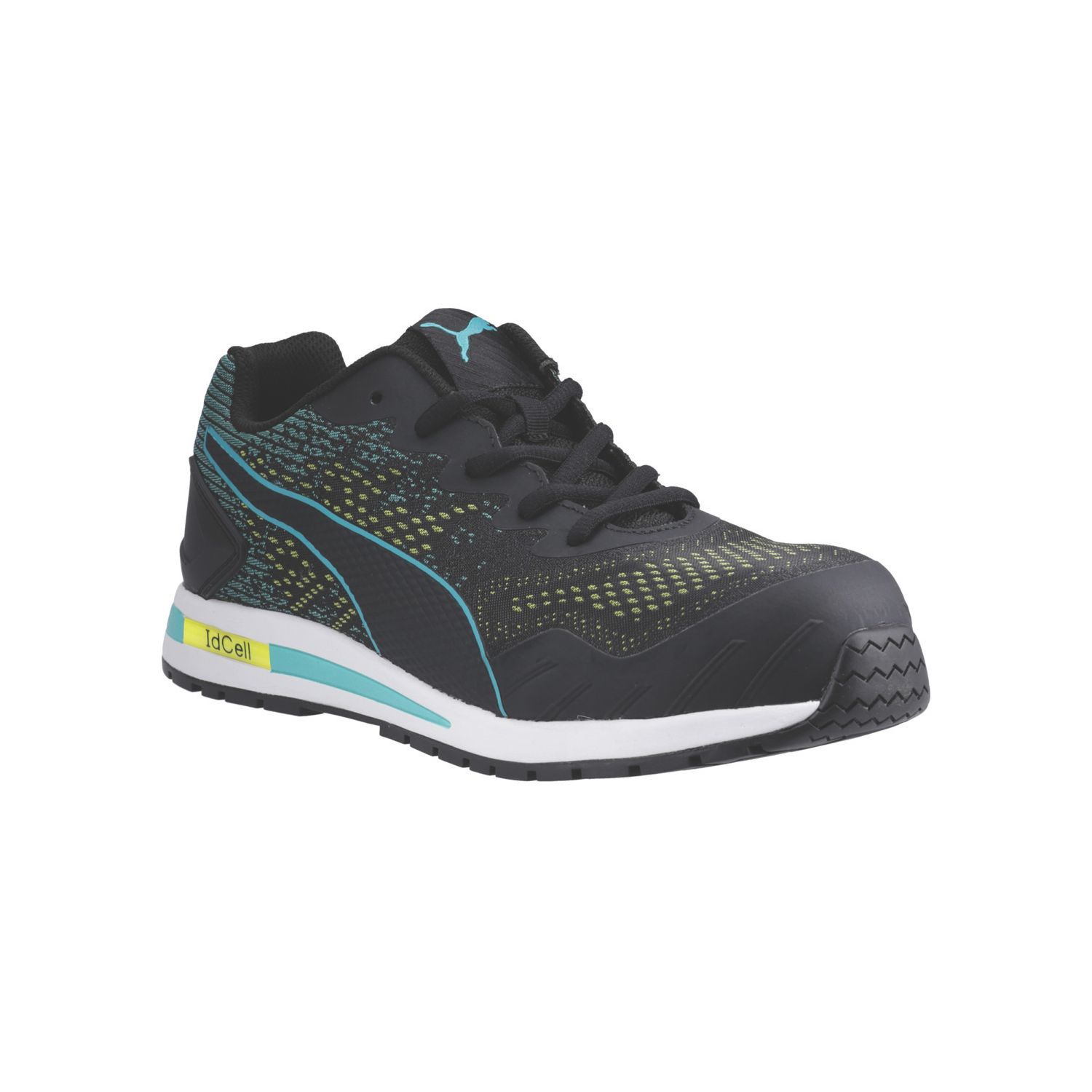 Puma Vivid Green Heart Low Size 9 Black/Blue Safety Trainers (186VW)
