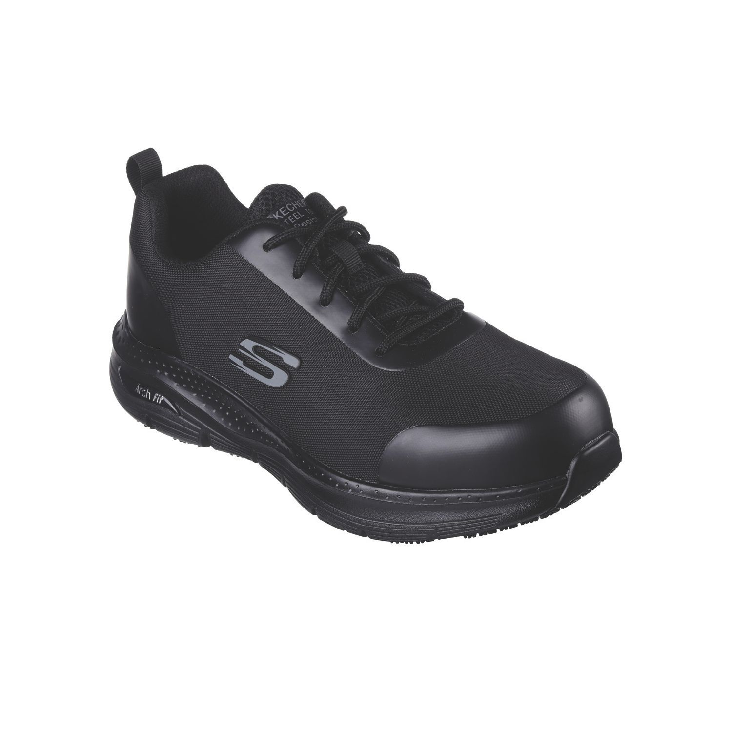 Skechers Arch Fit Sr Ringstap Size 12 Black Water-Resistant Steel Toe Cap Safety Trainers (186XF)