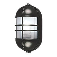 Outdoor Oval Caged Bulkhead Wall Light Black