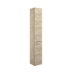 Ohio Tall Floor-Standing Bathroom Storage Unit Oak Effect 350mm x 348mm x 1900mm