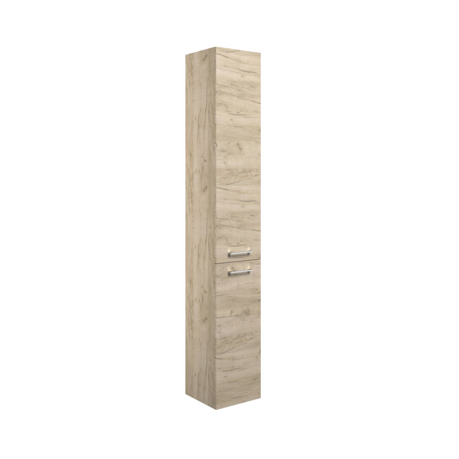 Ohio Tall Floor-Standing Bathroom Storage Unit Oak Effect 350mm x 348mm x 1900mm (187AE)