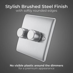 British General Nexus Metal 2-Gang 2-Way LED Dimmer Switch  Brushed Steel