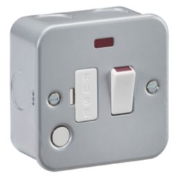Knightsbridge Metal Clad 13A Switched Metal Clad Fused Spur & Flex Outlet with Neon