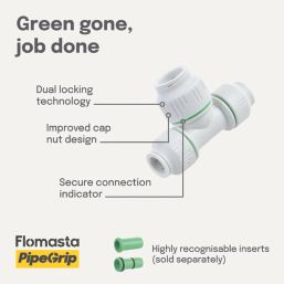 Flomasta  Plastic Push-Fit Reducing Tee 15mm x 15mm x 10mm