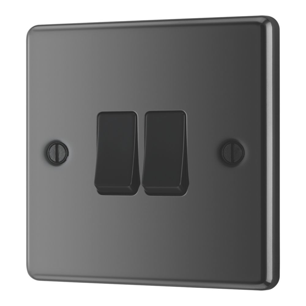 LAP 20A 16AX 2Gang 2Way Light Switch Black Nickel with Black Inserts