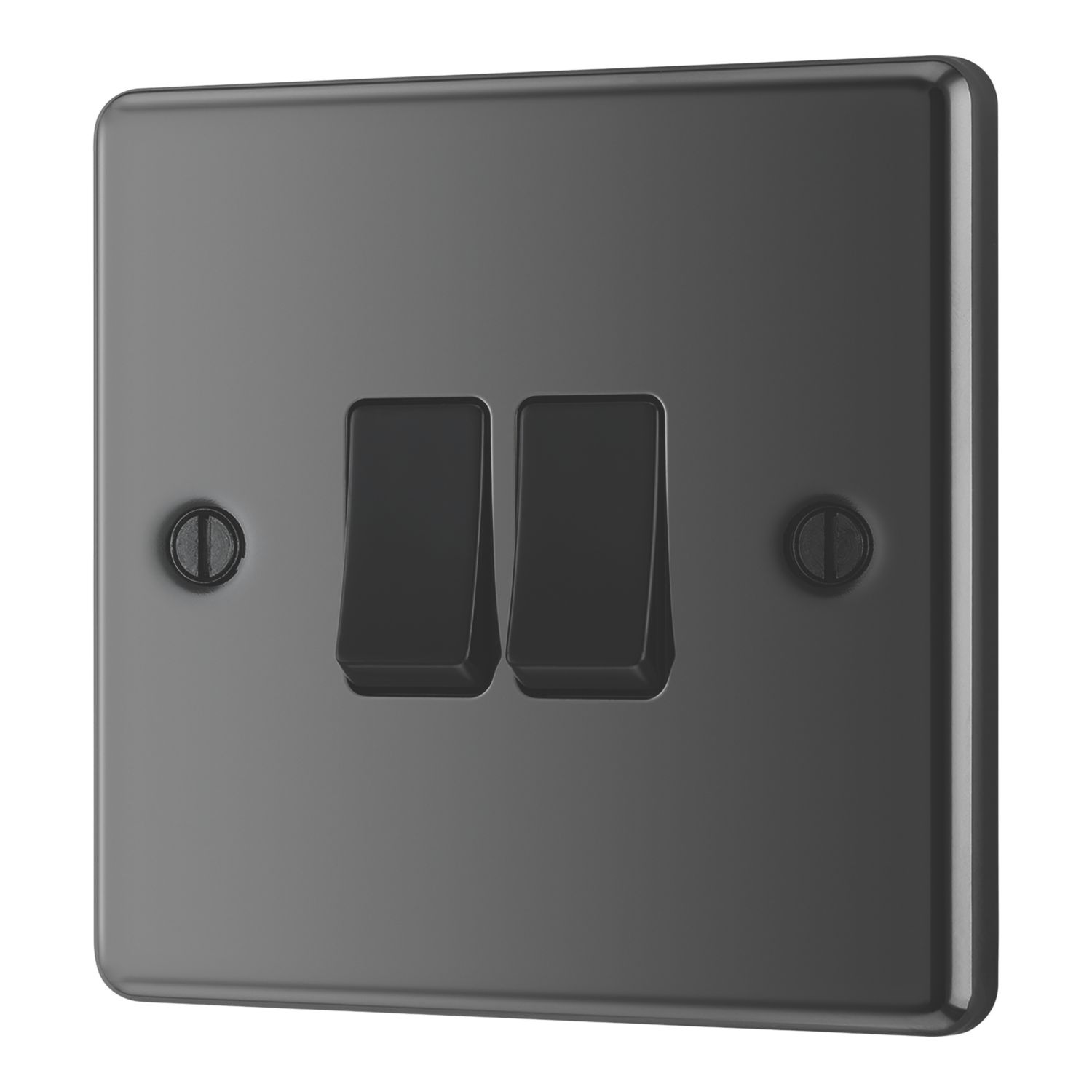 LAP 20A 16AX 2-Gang 2-Way Light Switch Black Nickel with Black Inserts (187PN)