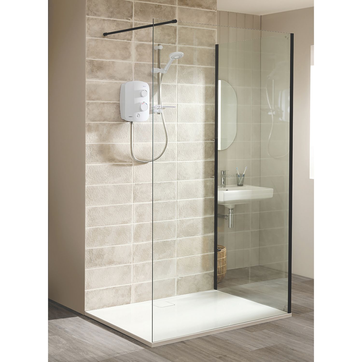 Triton Neo Frameless Showerwall Black 1200mm x 2000mm (187TK)