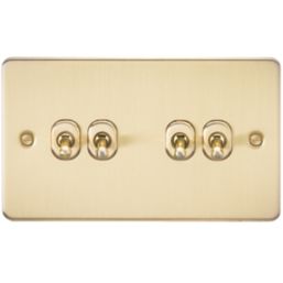 Knightsbridge  10AX 4-Gang 2-Way Light Switch  Brushed Brass