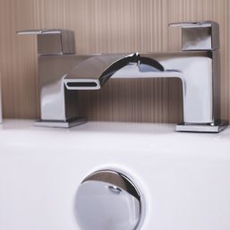 ETAL Kinlin Chrome 143mm Deck Mounted Lever 2 Tap Holes Bath Mixer Tap