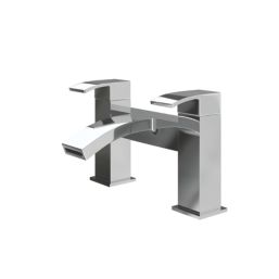 ETAL Kinlin Chrome 143mm Deck Mounted Lever 2 Tap Holes Bath Mixer Tap