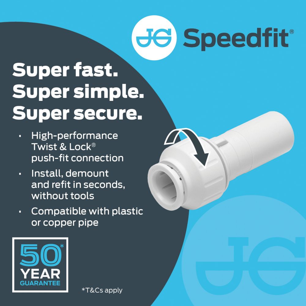 JG Speedfit Plastic Push-Fit Stem Coupler F 15mm x M 22mm Screwfix