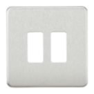 Knightsbridge  2-Module Grid Faceplate Brushed Chrome
