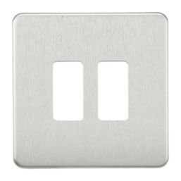 Knightsbridge  2-Module Grid Faceplate Brushed Chrome