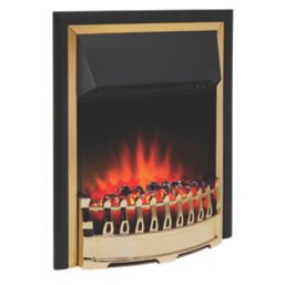 Glen Crofton Brass Switch Control Plug-In Electric Inset Fire 510mm x 165mm x 605mm