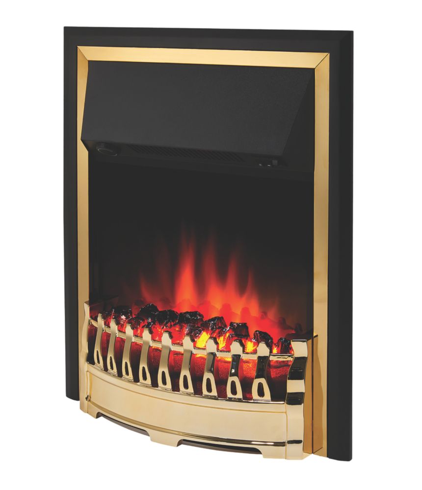Glen Crofton Brass Switch Control Plug-In Electric Inset Fire 510mm x 165mm  x 605mm - Screwfix