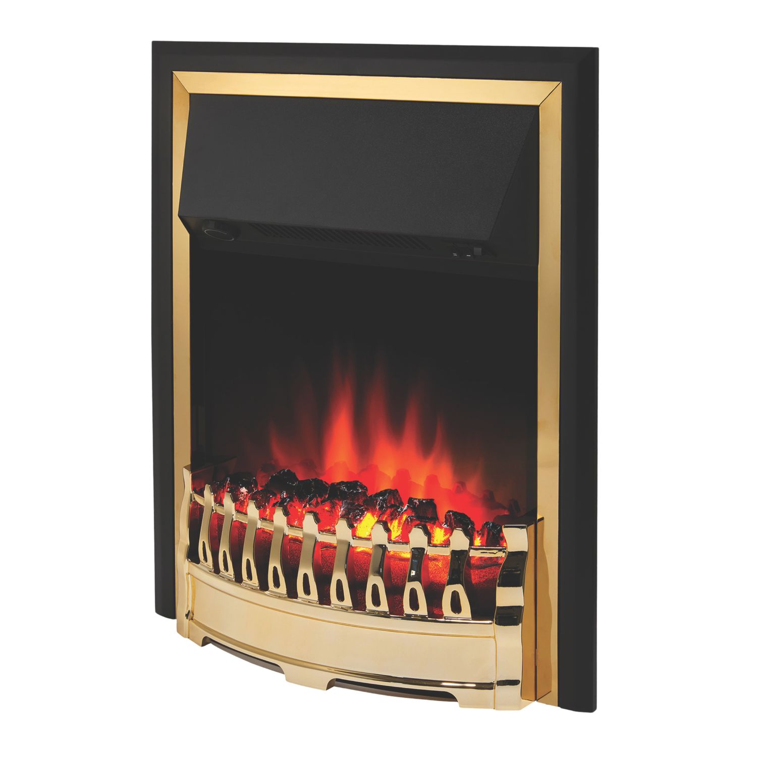 Glen Crofton Brass Switch Control Plug-In Electric Inset Fire 510mm x 165mm x 605mm (188JK)