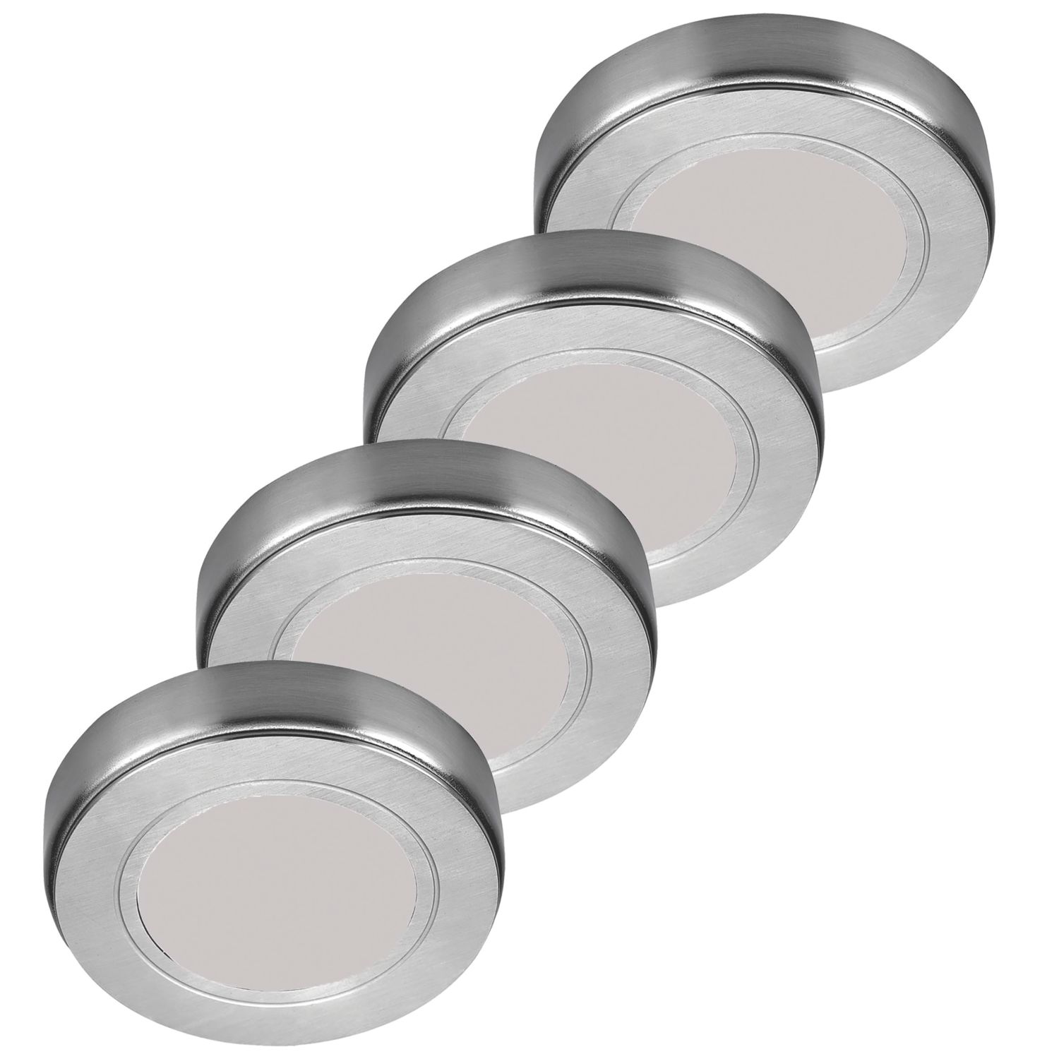 Sensio Hype TrioTone Round LED Under Cabinet Lights Steel 8W 170 - 190lm 4 Pack (188PE)