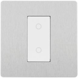 British General Evolve 1-Gang 2-Way LED Single Master Trailing Edge Touch Dimmer Switch  Brushed Steel with White Inserts