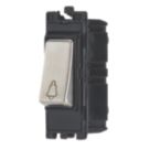 Contactum Decorative 10AX 1-Way Grid Retractive Bell Push Switch Brushed Steel with Black Inserts