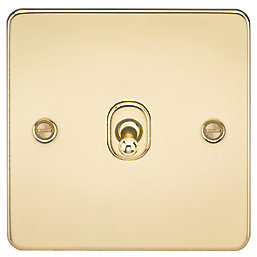 Knightsbridge  10AX 1-Gang Intermediate Switch Polished Brass with Colour-Matched Inserts