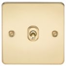 Knightsbridge  10AX 1-Gang Intermediate Switch Polished Brass with Colour-Matched Inserts