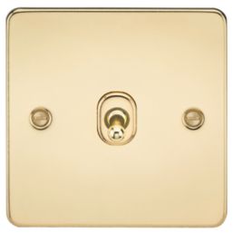Knightsbridge FP12TOGPB 10AX 1-Gang Intermediate Switch Polished Brass with Colour-Matched Inserts