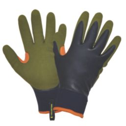 ClipGlove Warm 'n' Waterproof   Polyester & Latex Gardening Gloves Navy / Khaki Medium