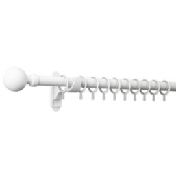 Rothley Matt White Extendable Curtain Pole with Orb Finials 28mm x 165-300cm