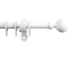 Rothley Matt White Extendable Curtain Pole with Orb Finials 28mm x 165-300cm