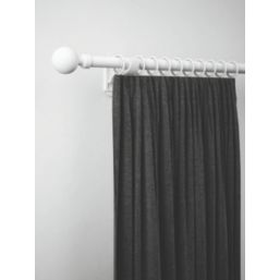 Rothley Matt White Extendable Curtain Pole with Orb Finials 28mm x 165-300cm