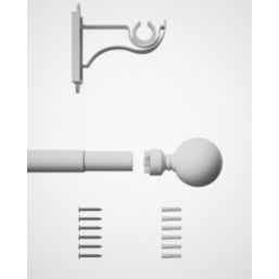 Rothley Matt White Extendable Curtain Pole with Orb Finials 28mm x 165-300cm