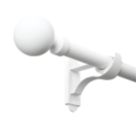 Rothley Matt White Extendable Curtain Pole with Orb Finials 28mm x 165-300cm