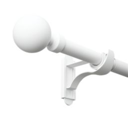 Rothley Matt White Extendable Curtain Pole with Orb Finials 28mm x 165-300cm
