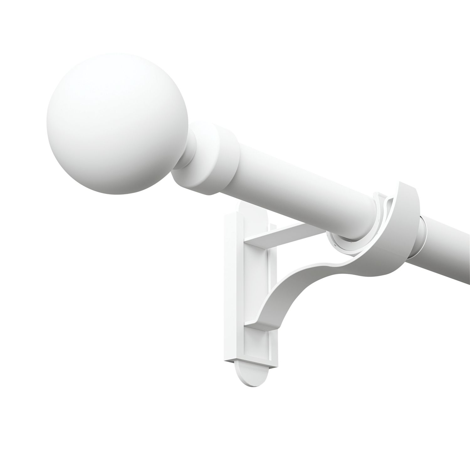 Rothley Matt White Extendable Curtain Pole with Orb Finials 28mm x 165-300cm (188YU)