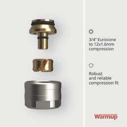 Warmup 3/4" Eurocone to 12 x 1.6mm Pipe Connector Nickel