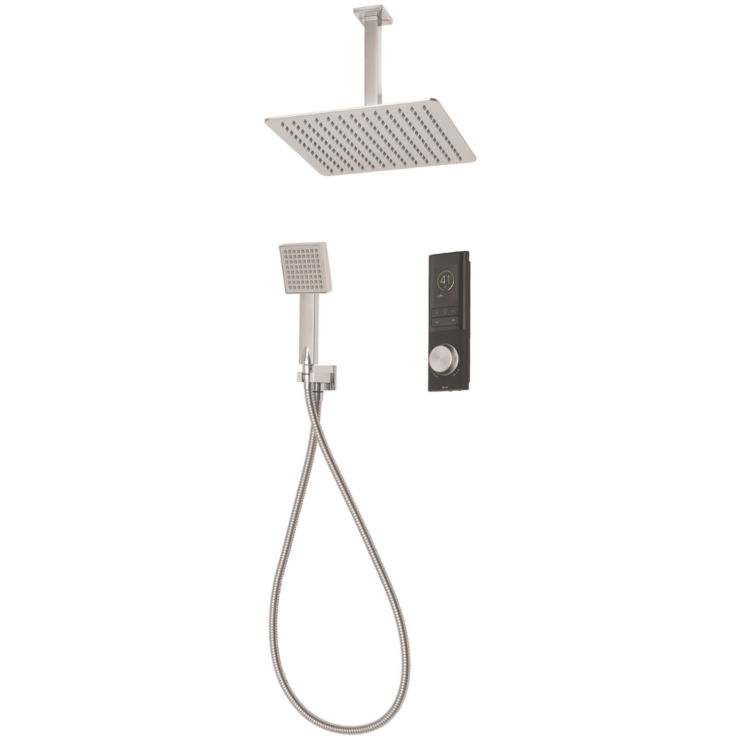 Triton H2ome HP/Combi Ceiling & Rear Fed Dual Outlet Chrome/Black Thermostatic Digital Shower (189CF)
