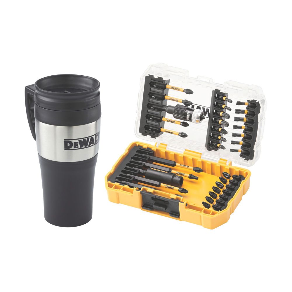 DeWalt Flextorq 6.35mm Hex Shank Mixed Screwdriver Bit Set & Mug 32