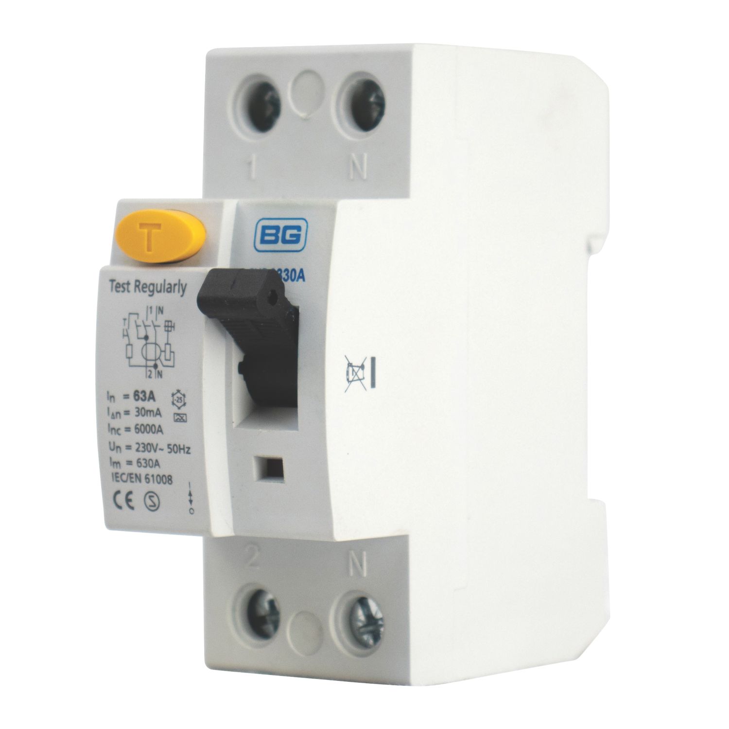 British General Fortress 63A 30mA DP A Curve RCD (189HV)